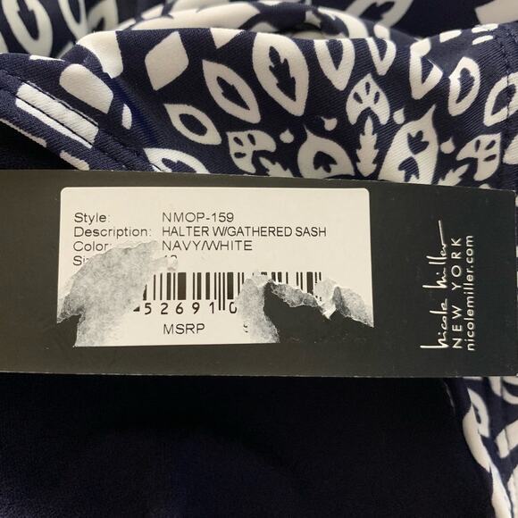 NICOLE MILLER Swimsuit Halter w/Gathered Sash Open Back Boho Print NWT - Picture 10 of 12